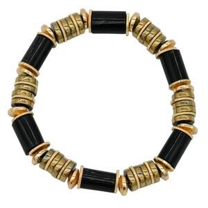 Akola Bri Black Horn Gold Plated Stretch Bracelet